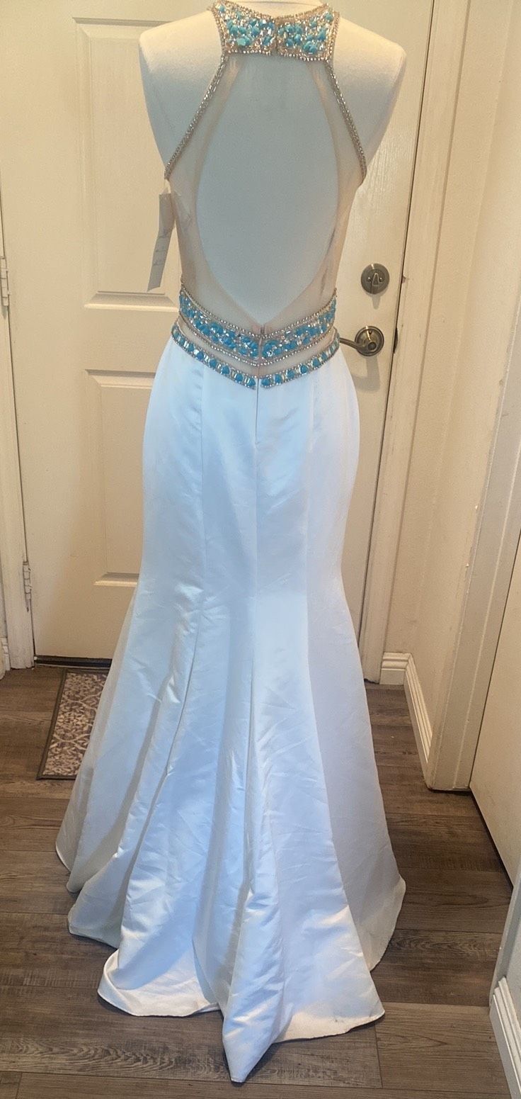 Fiesta Fashion Size 0 Prom Sequined White Mermaid Dress on Queenly