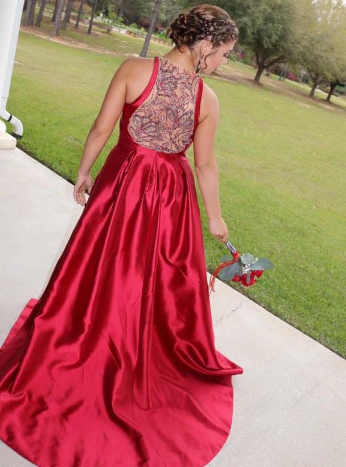 Rachel Allan Size 8 Prom Red Dress With Train on Queenly
