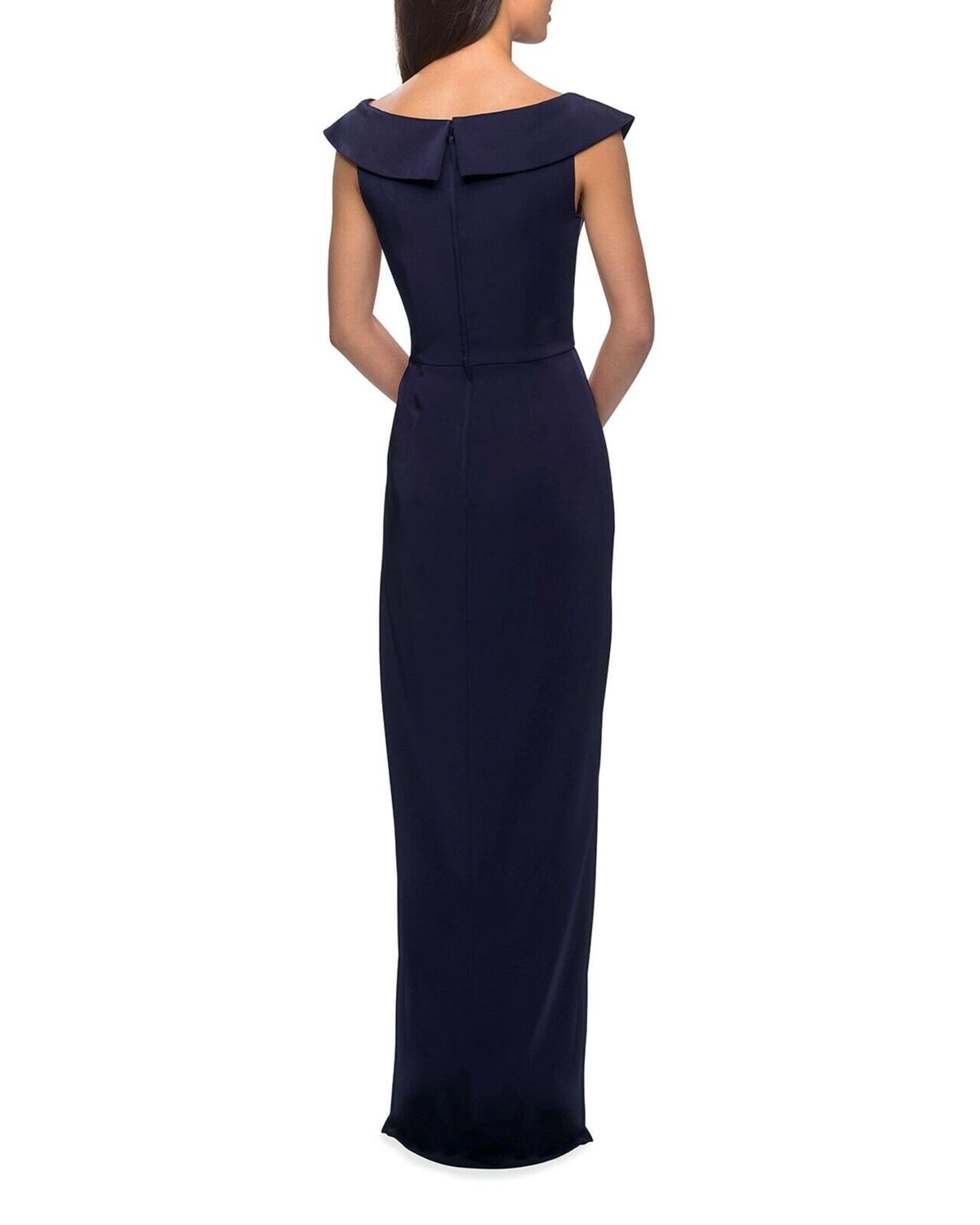 La Femme Size 8 Off The Shoulder Navy Blue A-line Dress on Queenly
