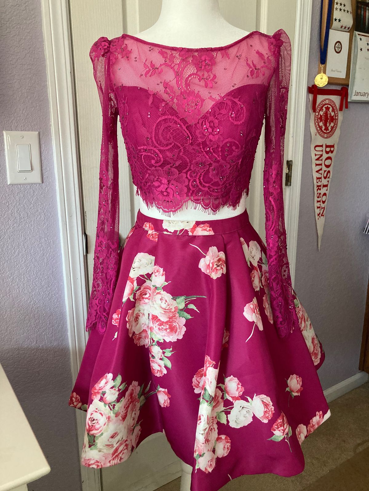 Sherri Hill Size 6 Prom Long Sleeve Pink Cocktail Dress on Queenly