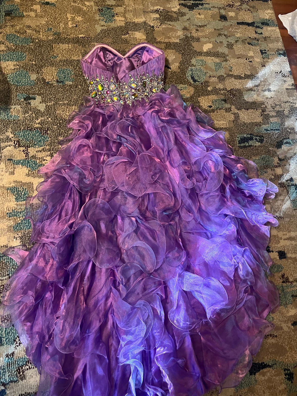 Blush Prom Size 0 Prom Strapless Purple Ball Gown on Queenly