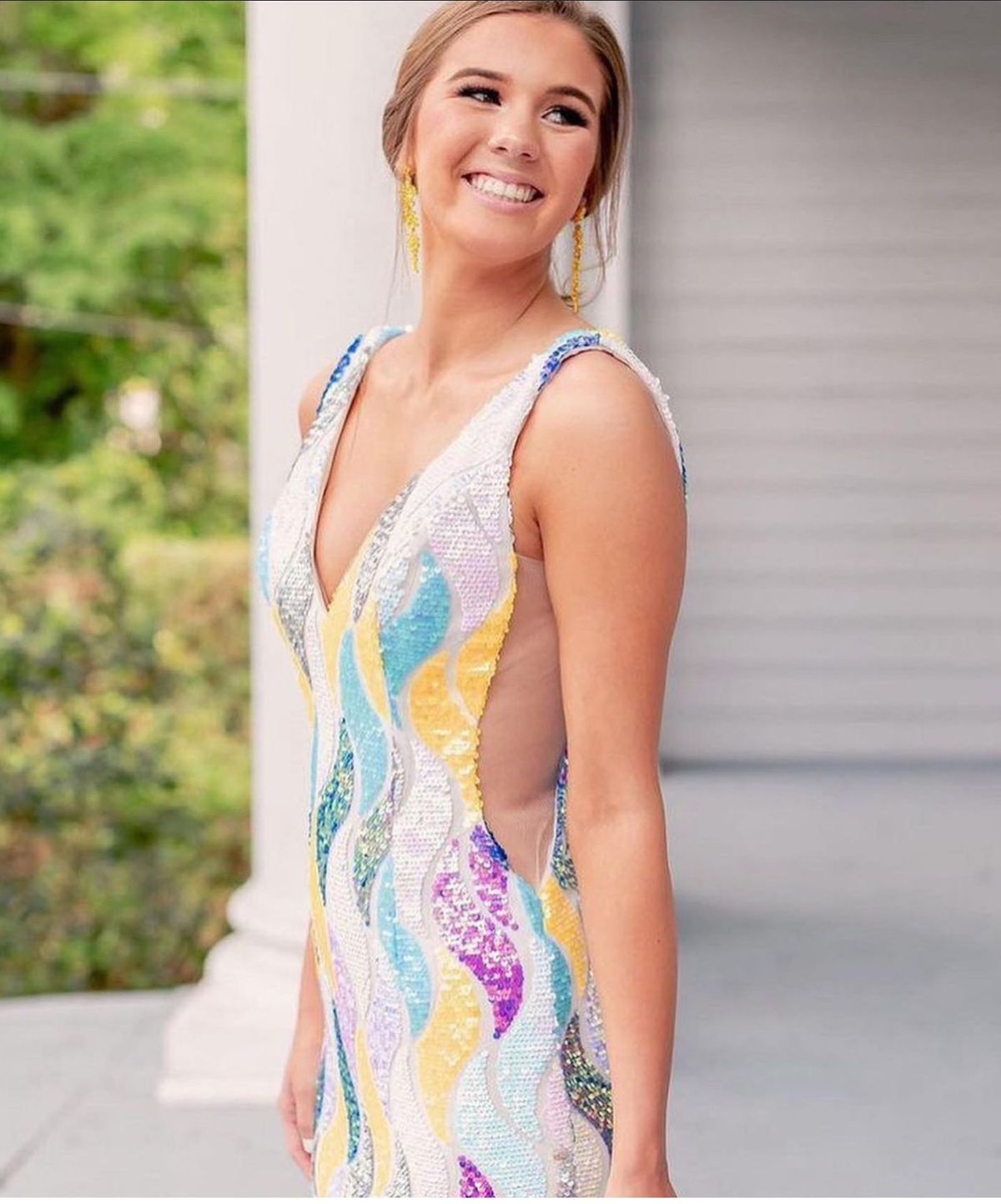 Johnathan Kayne Size 4 Prom Plunge Multicolor Mermaid Dress on Queenly
