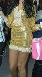Size 4 Prom Long Sleeve Gold Cocktail Dress on Queenly