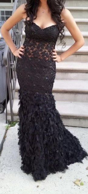 Jovani Size 6 Prom Strapless Black Mermaid Dress on Queenly