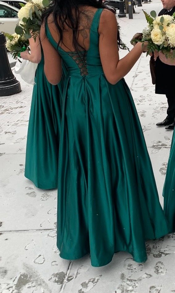 Clarisse Size 10 Prom Plunge Emerald Green Floor Length Maxi on Queenly