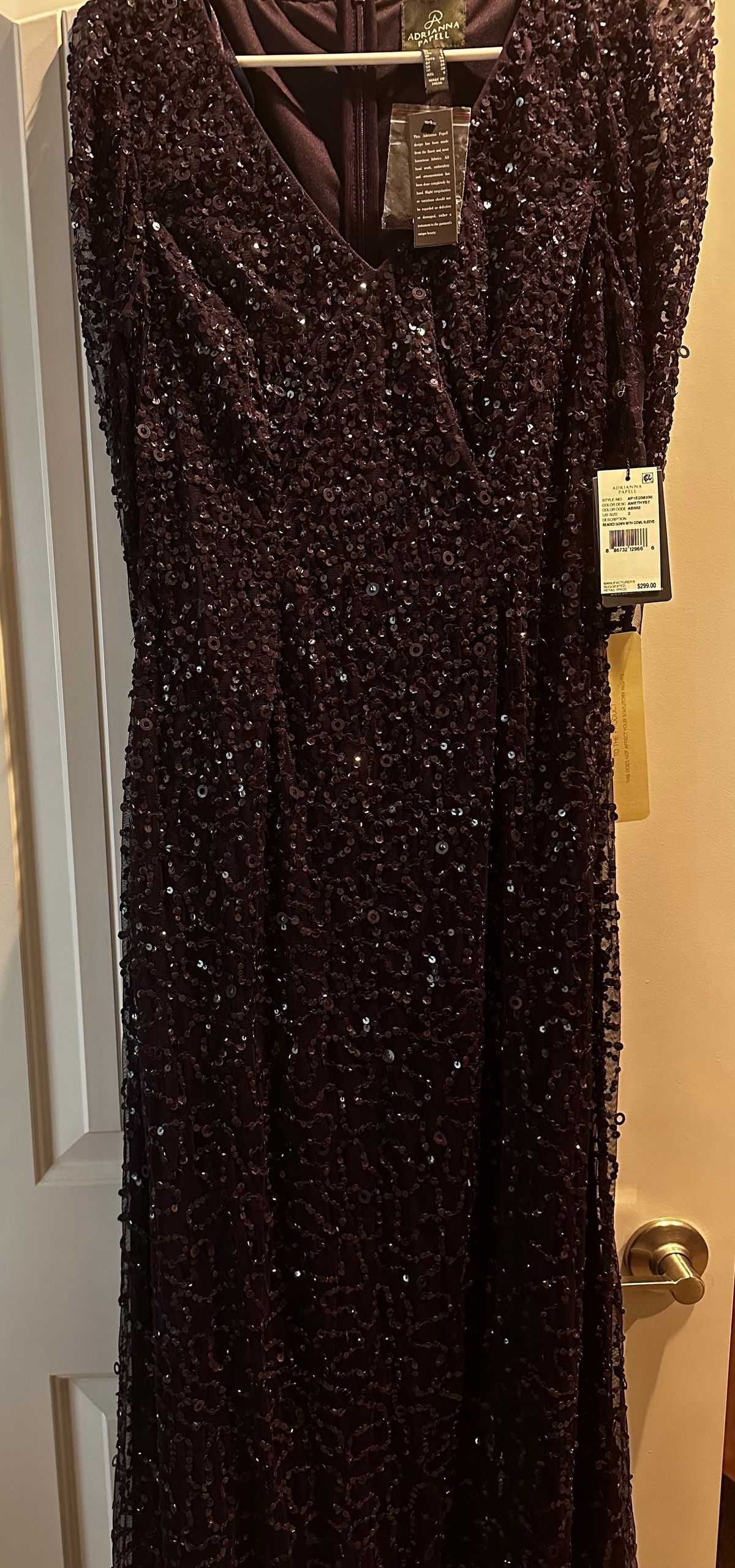 Adrianna Papell Size 2 Cap Sleeve Purple Floor Length Maxi on Queenly