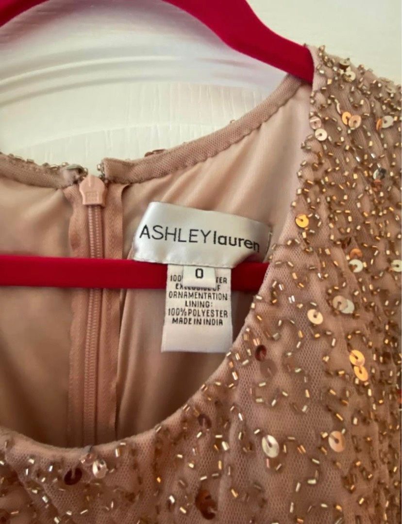 Ashley Lauren Size 0 Rose Gold Cocktail Dress on Queenly