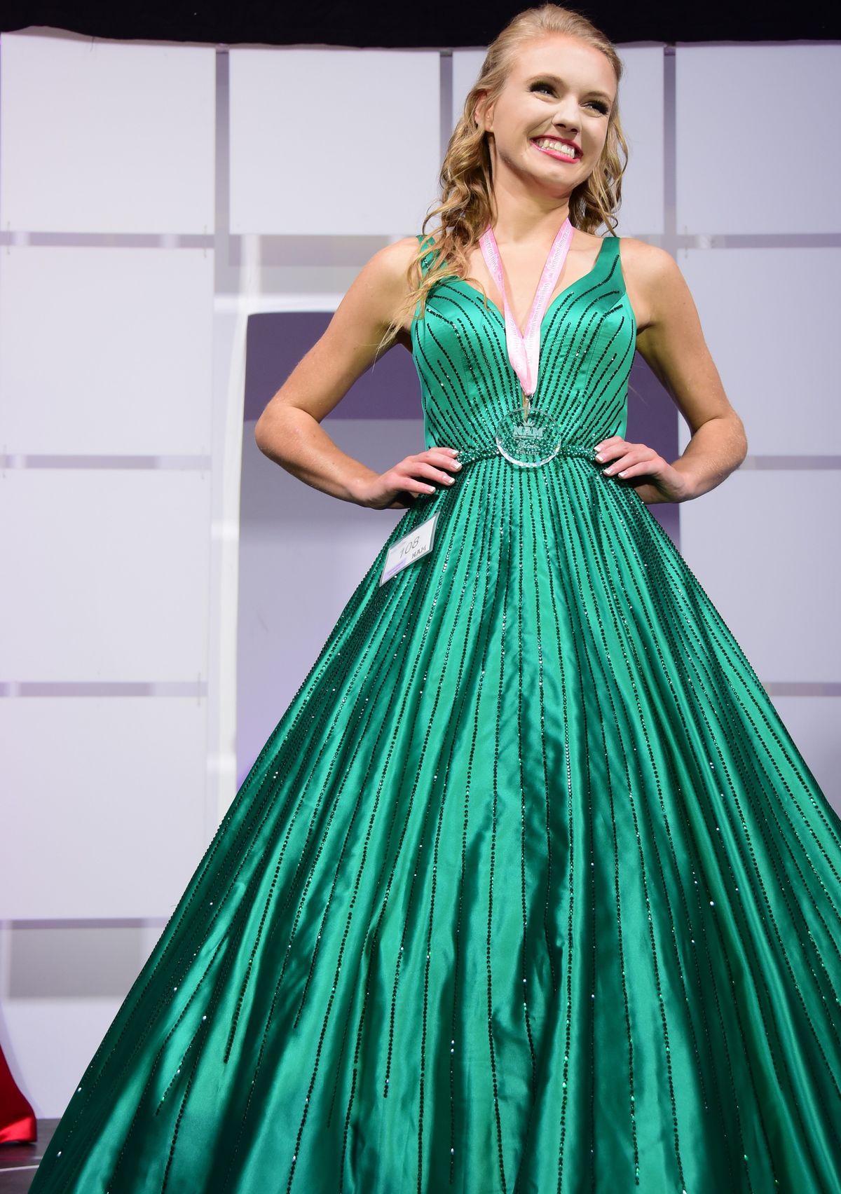 Sherri hill shop green ball gown