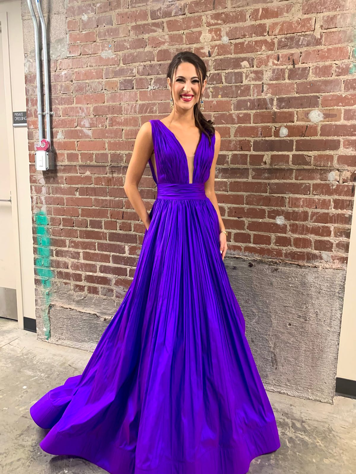 Tarik Ediz Size 2 Pageant Plunge Purple Ball Gown on Queenly