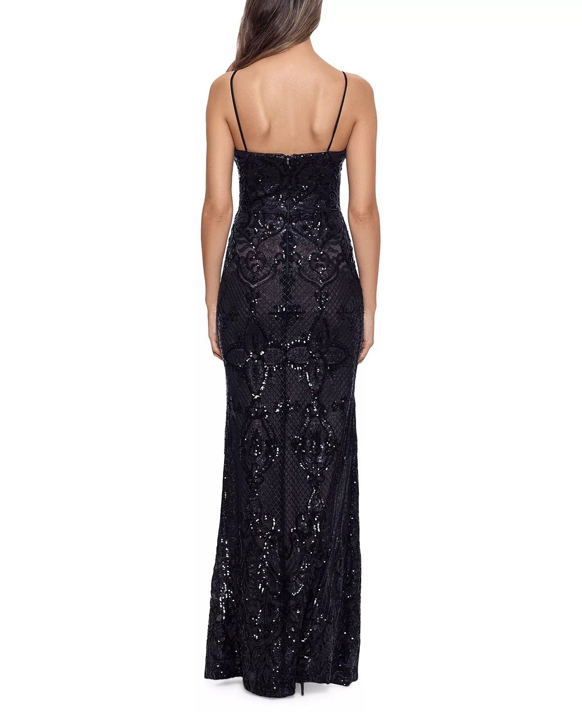 Style 8205040 Betsy and Adam Size 10 Plunge Black Cocktail Dress on Queenly