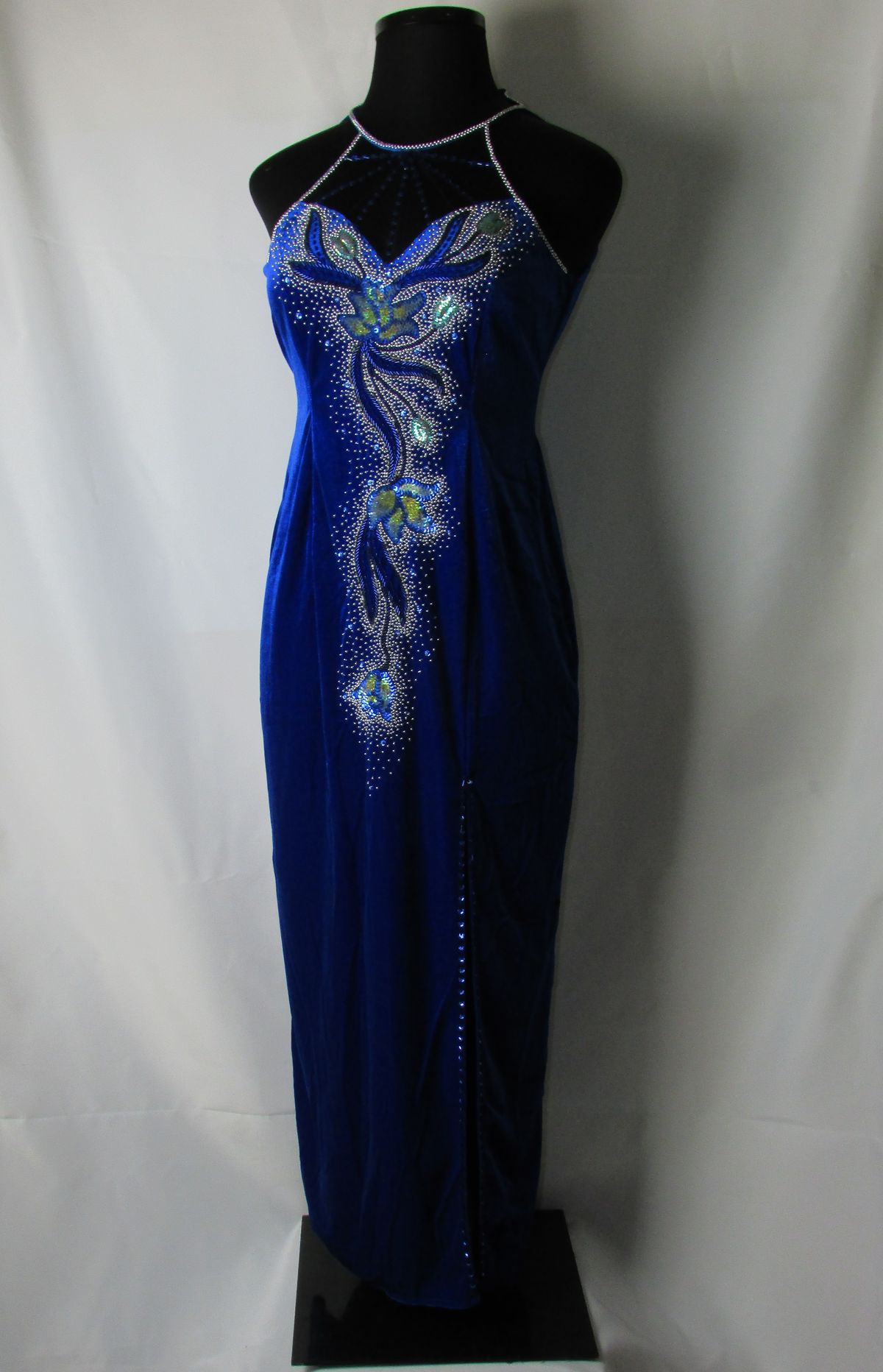 Size 6 Velvet Blue Ball Gown on Queenly
