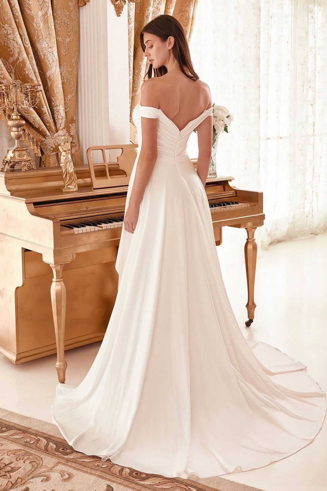 Style WN315 Cinderella Divine Size 14 Off The Shoulder White Side Slit Dress on Queenly