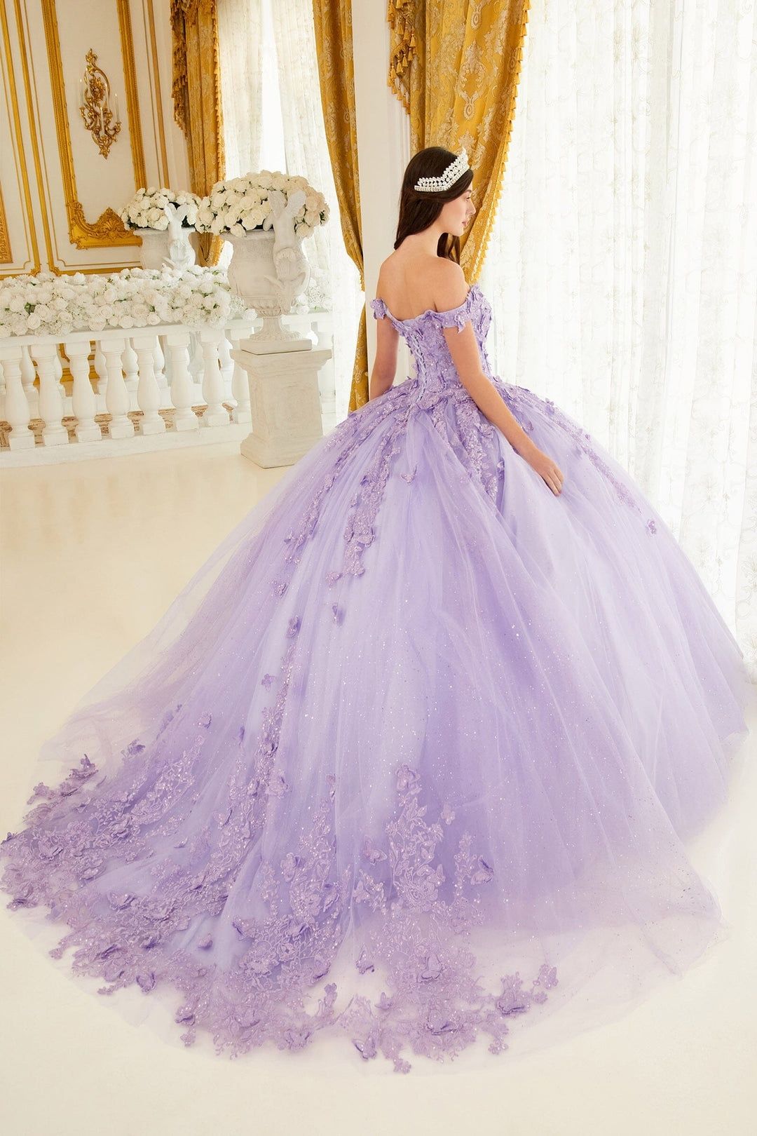 Style 15709 Cinderella Divine Size XS Pageant Off The Shoulder Purple Ball Gown on Queenly