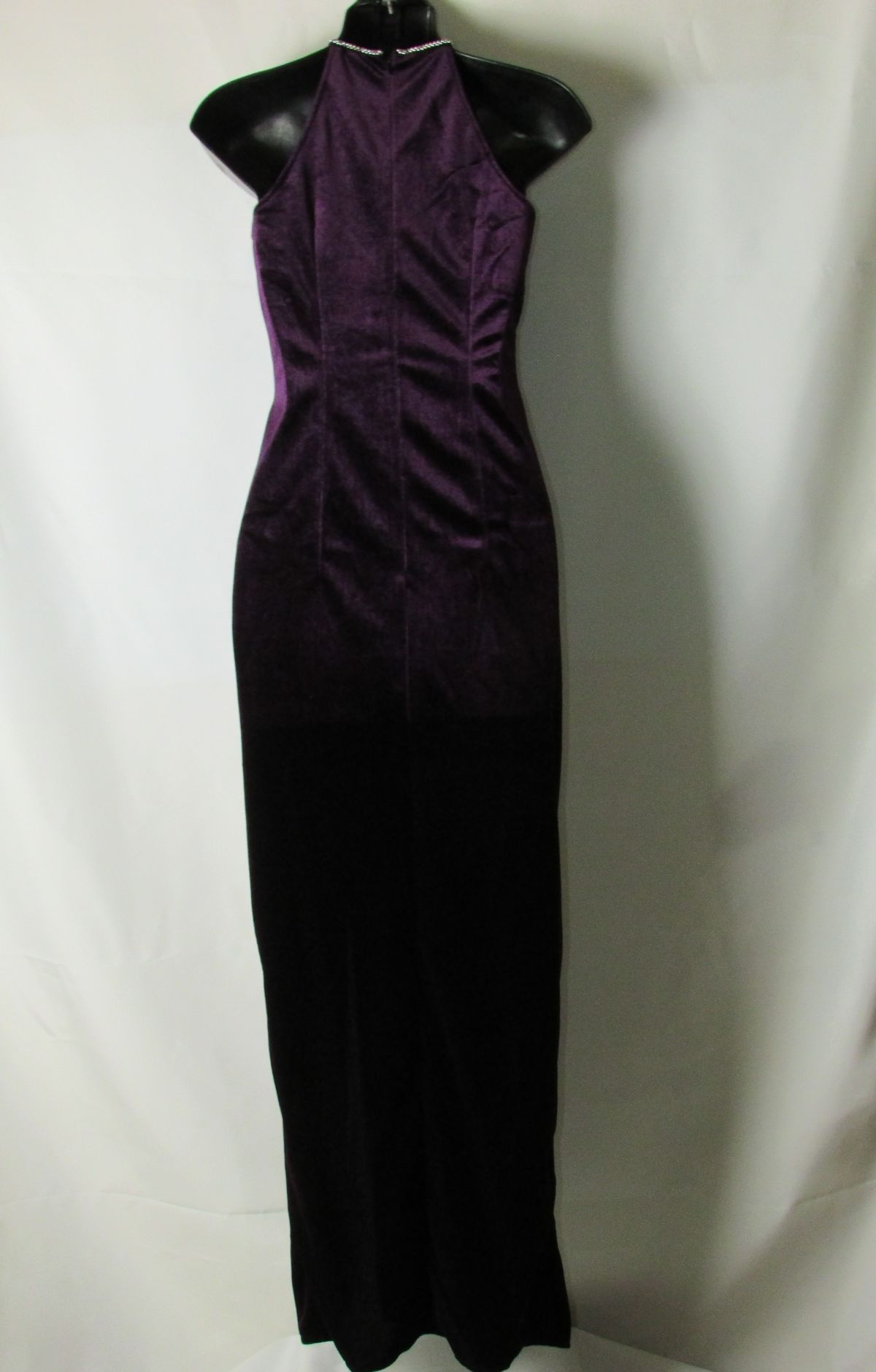 Size 0 Velvet Purple Side Slit Dress on Queenly