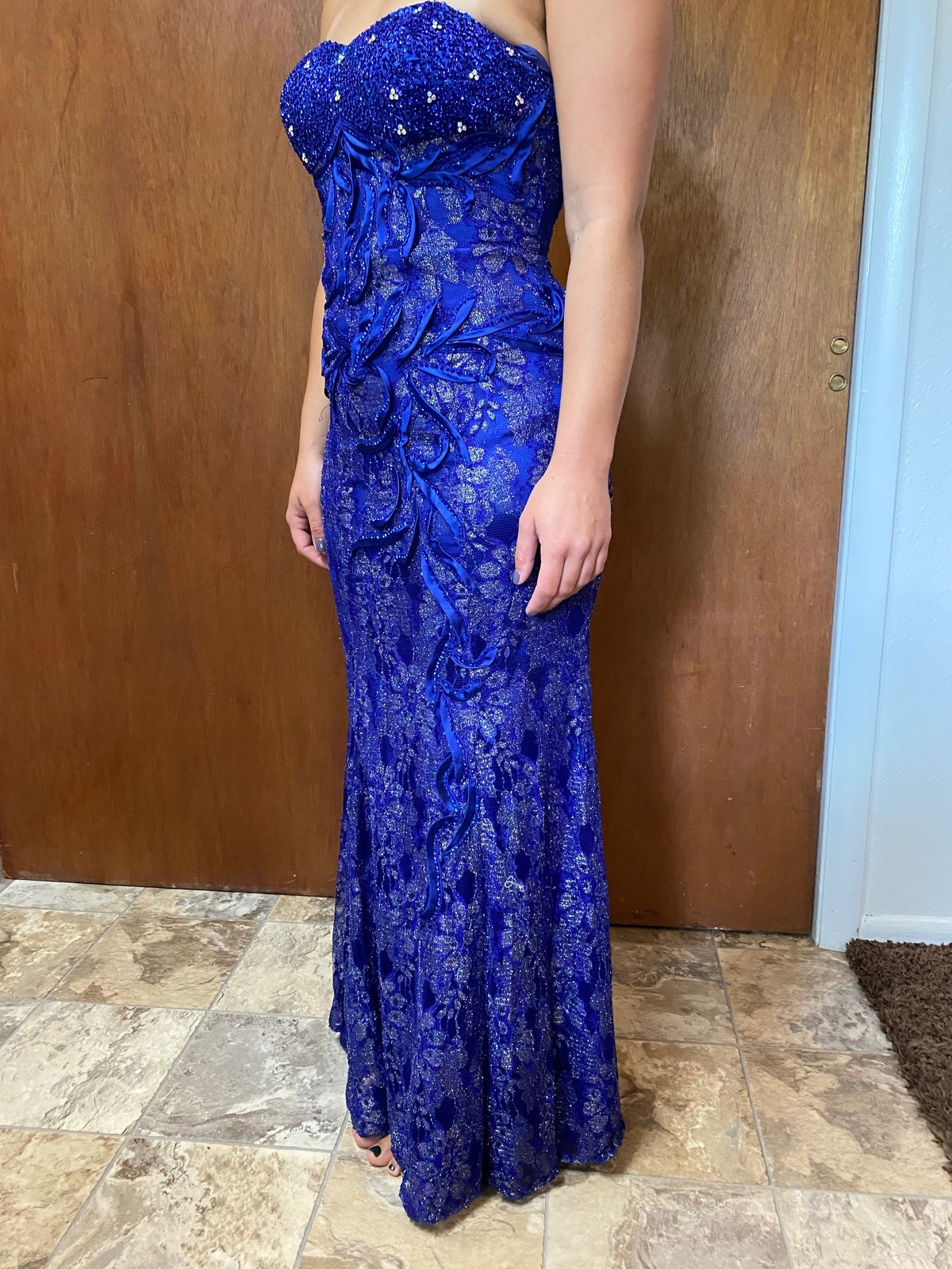 Size 4 Prom Strapless Blue Mermaid Dress on Queenly