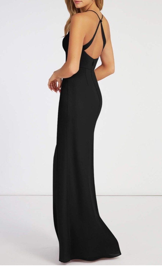Azazie Size 8 Prom Plunge Black Floor Length Maxi on Queenly
