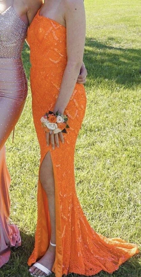 Primavera Size 00 Prom One Shoulder Orange Side Slit Dress on Queenly