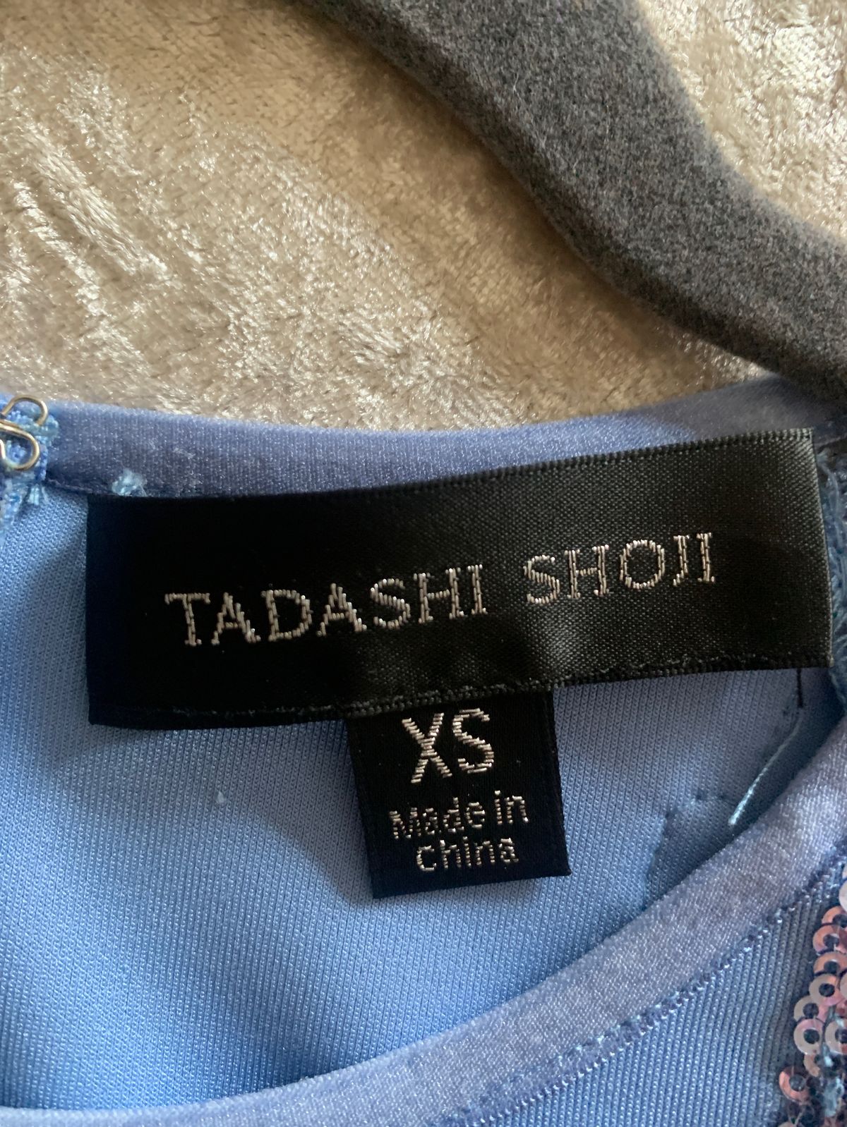 Tadashi Shoji Size XS Long Sleeve Sheer Blue Cocktail Dress on Queenly