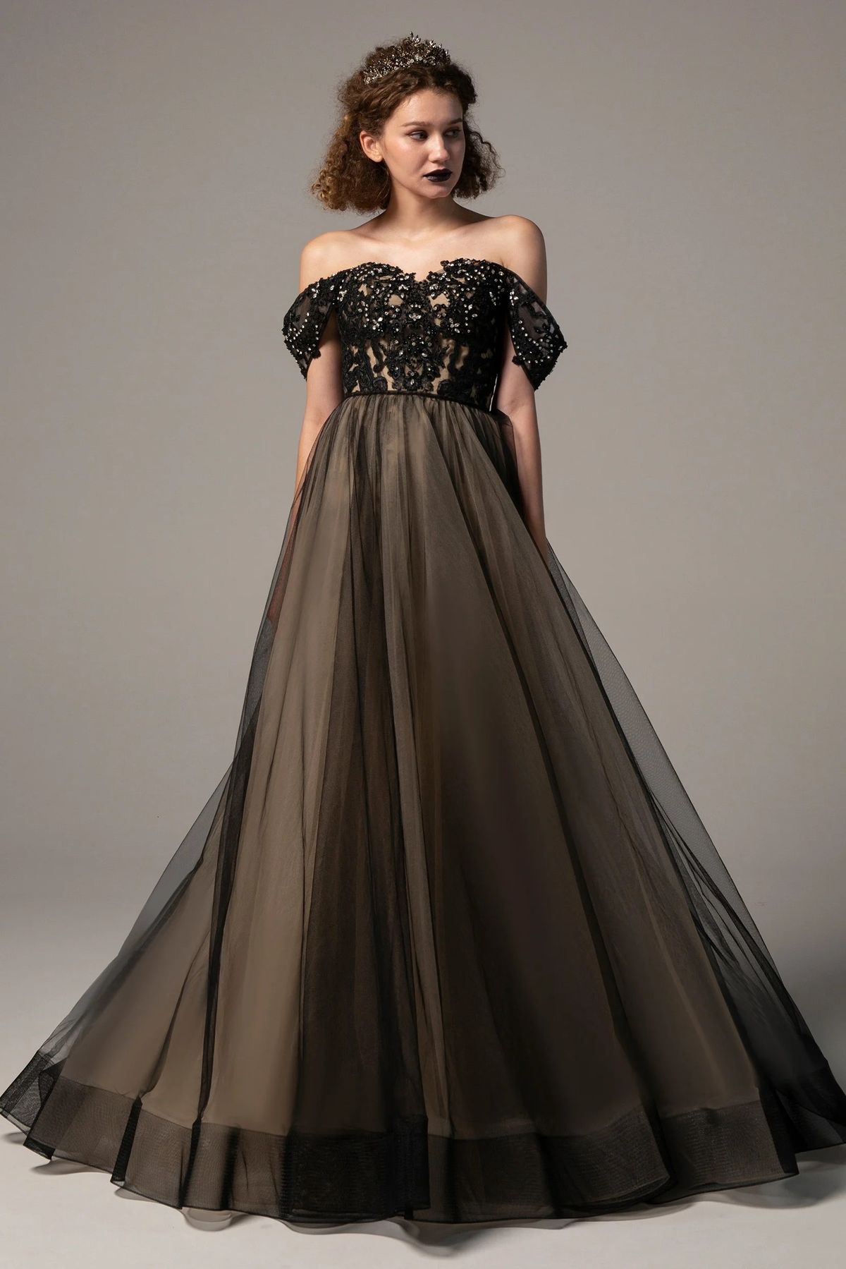 Style CW2318 Cocomelody Size 10 Prom Off The Shoulder Lace Black Floor Length Maxi on Queenly