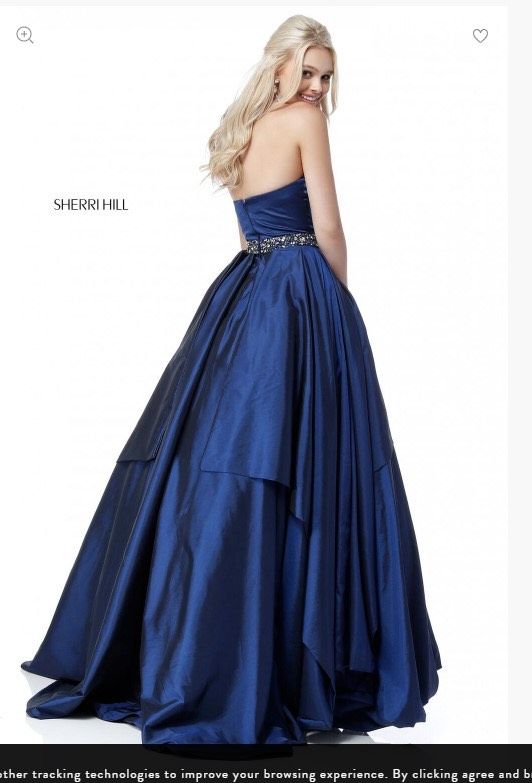 Sherri Hill Size 8 Strapless Sequined Navy Blue Ball Gown on Queenly
