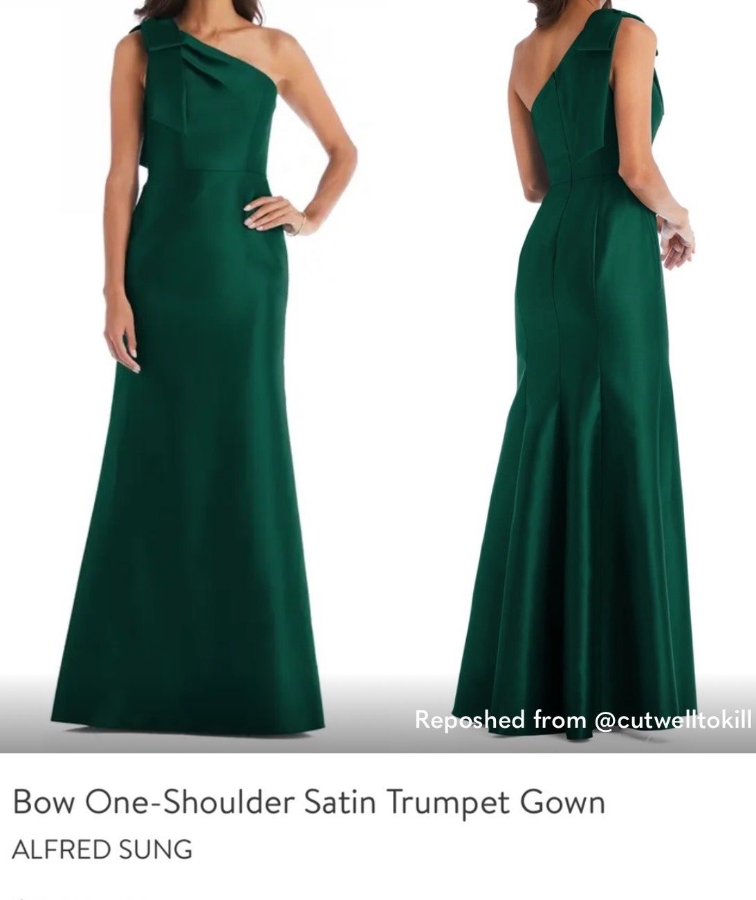 Alfred Sung Plus Size 20 One Shoulder Green Mermaid Dress on Queenly