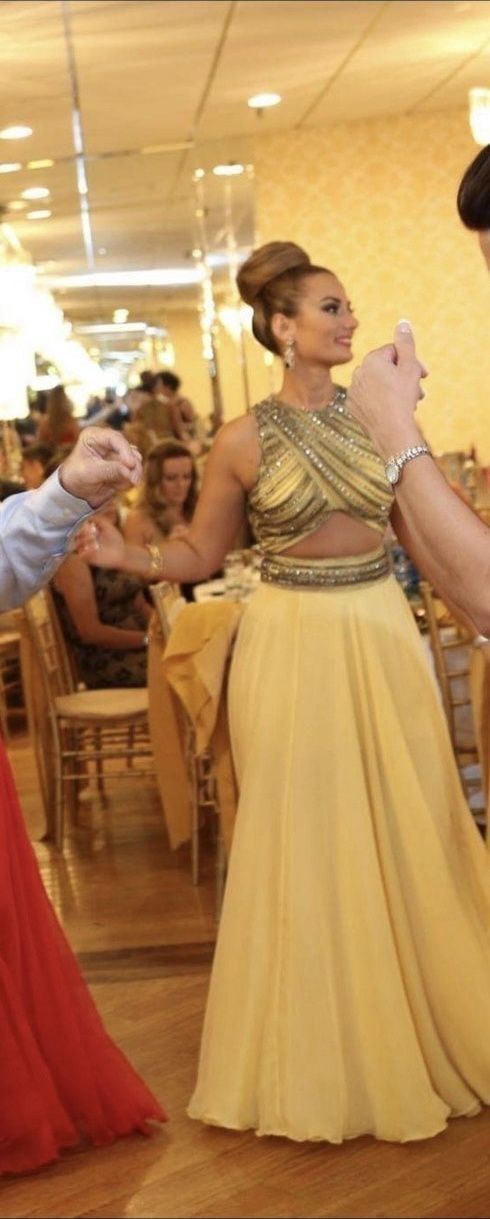 Tarik Ediz Size 8 Wedding Guest Yellow Ball Gown on Queenly