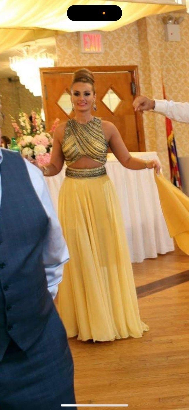 Tarik Ediz Size 8 Wedding Guest Yellow Ball Gown on Queenly