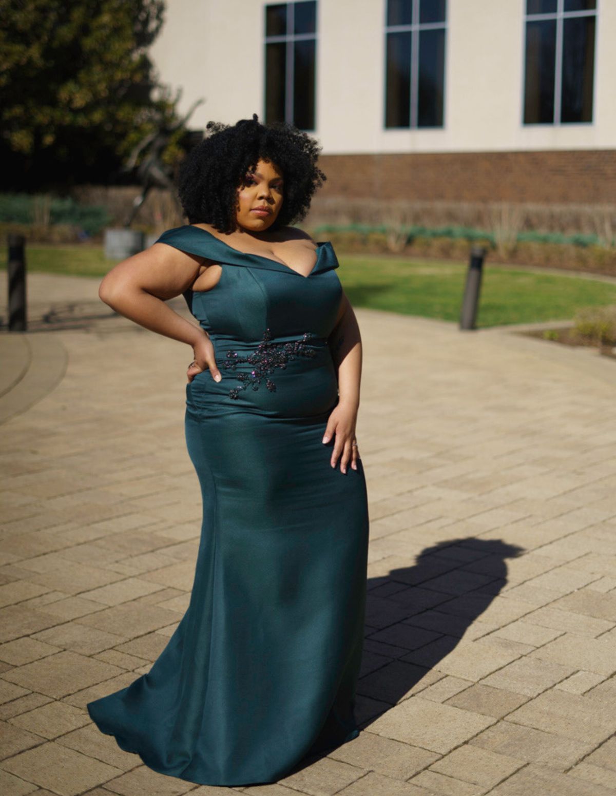 Plus Size 18 Off The Shoulder Green Mermaid Dress on Queenly