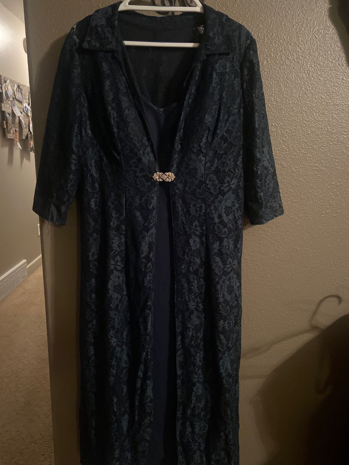 JJ’s House Plus Size 16 Prom Lace Navy Blue Cocktail Dress on Queenly