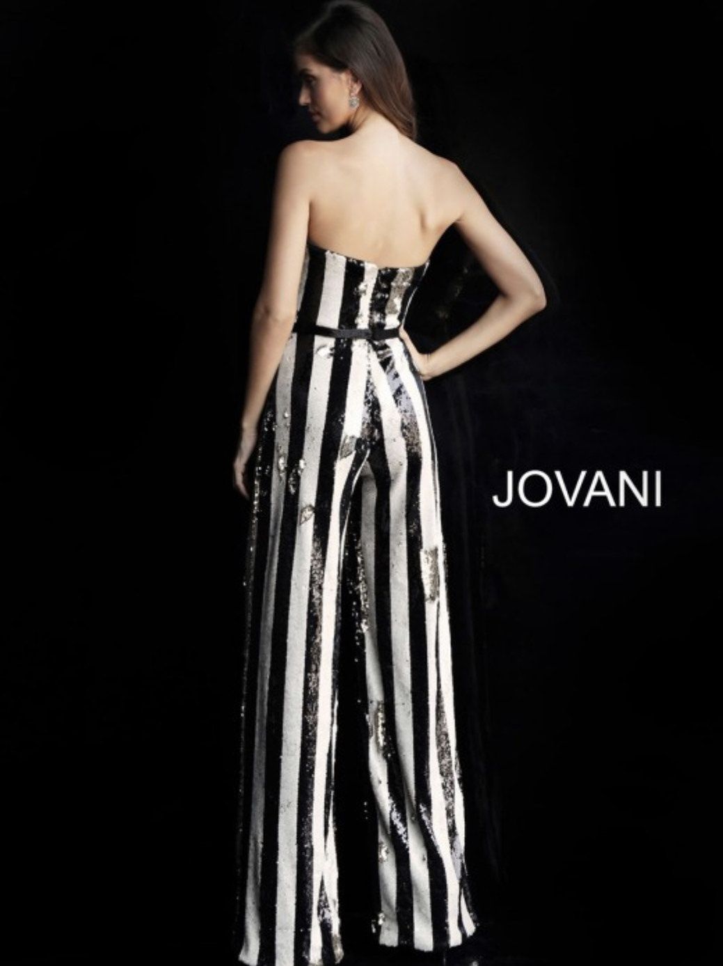 Jovani Size 2 Strapless Black Formal Jumpsuit on Queenly