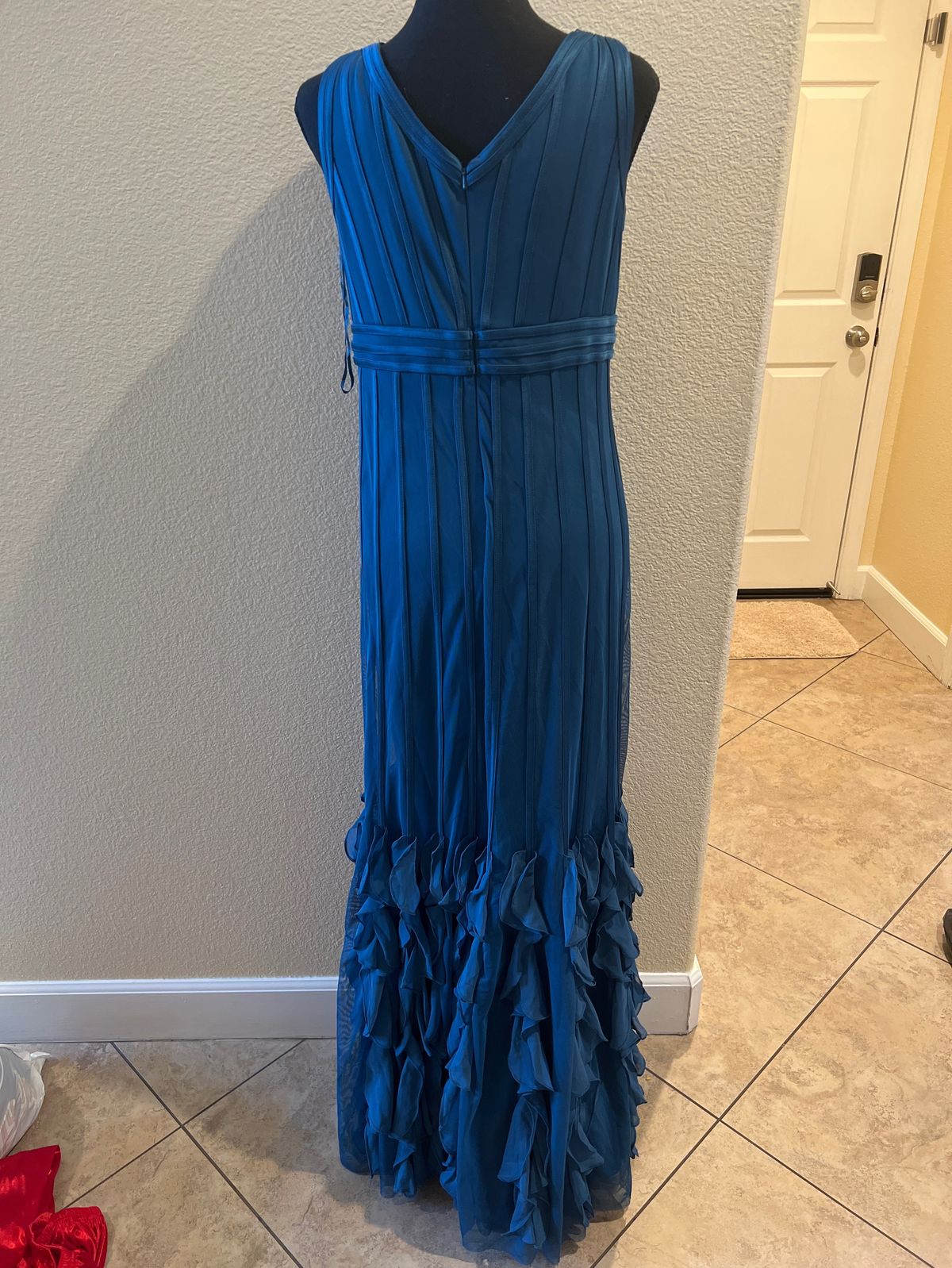 JS collection Size 10 Prom Plunge Blue A-line Dress on Queenly