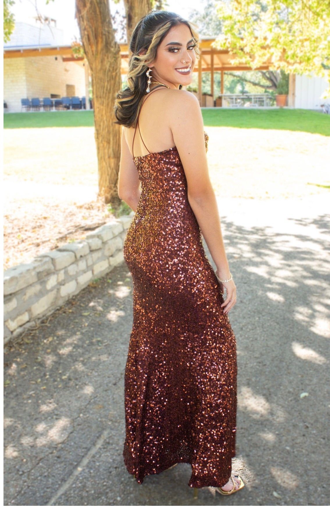 Size 4 Prom Brown Side Slit Dress on Queenly