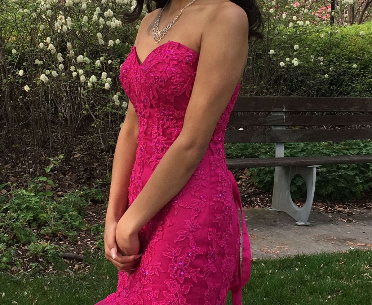 Size 0 Prom Strapless Pink Mermaid Dress on Queenly