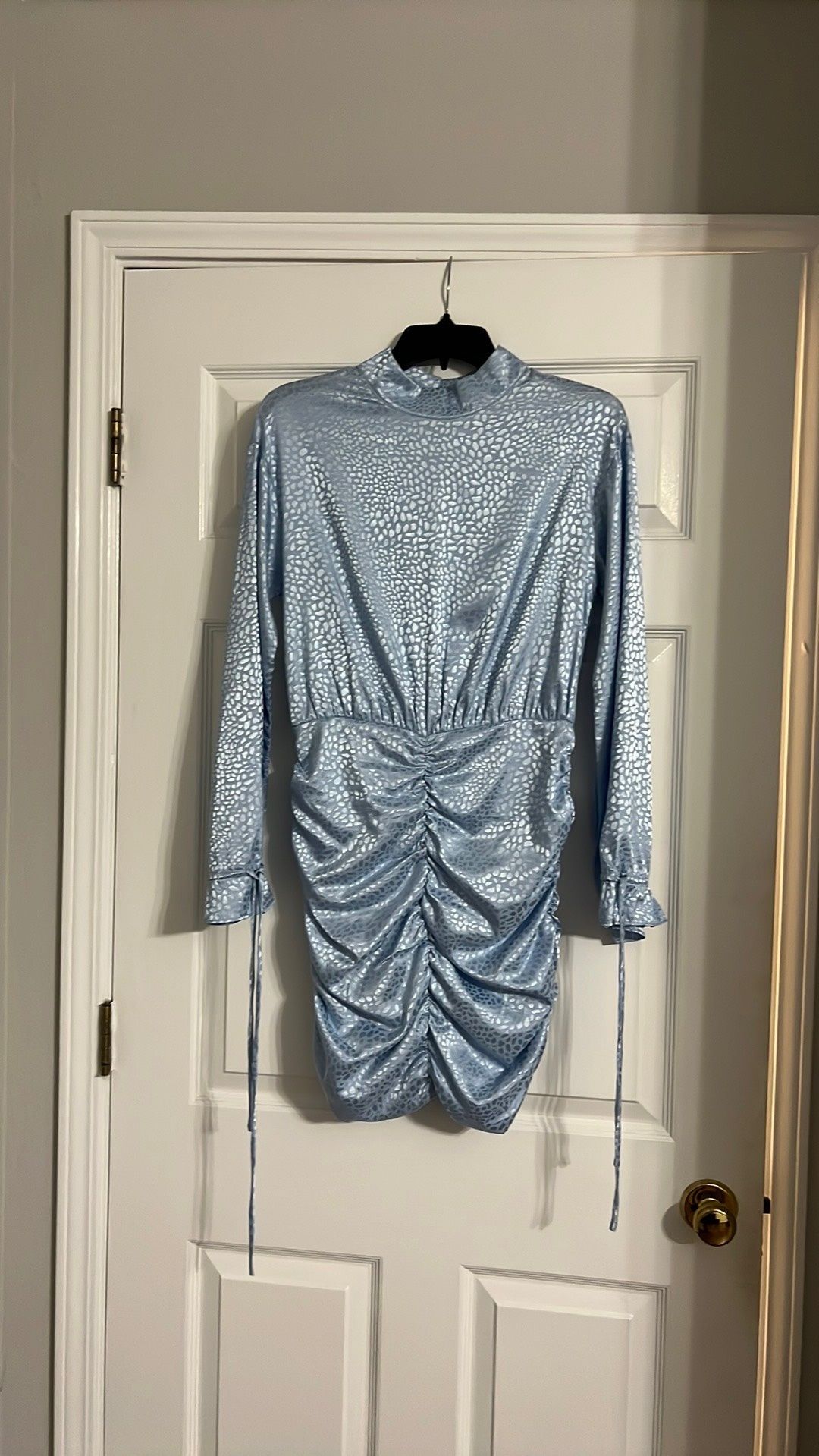 4SI3NNA Size S Wedding Guest Long Sleeve Blue Cocktail Dress on Queenly