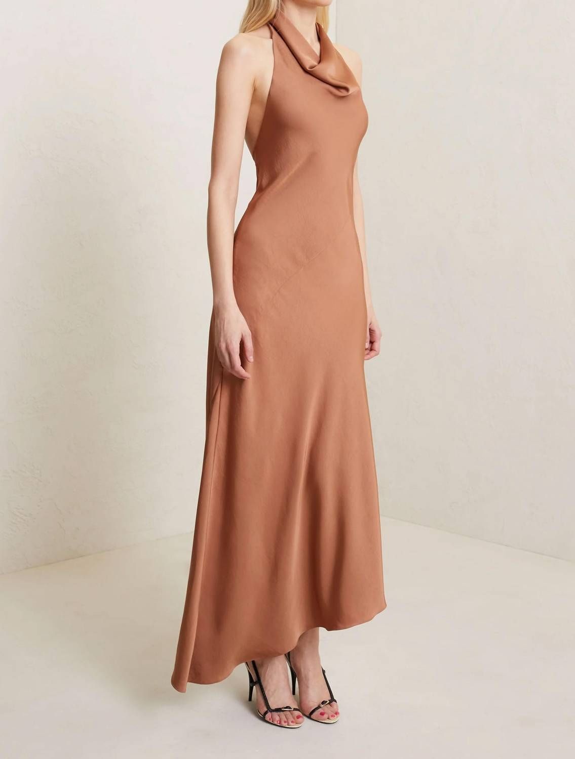 Style 1-615889027-1901 A.L.C. Size 6 Halter Brown Floor Length Maxi on Queenly