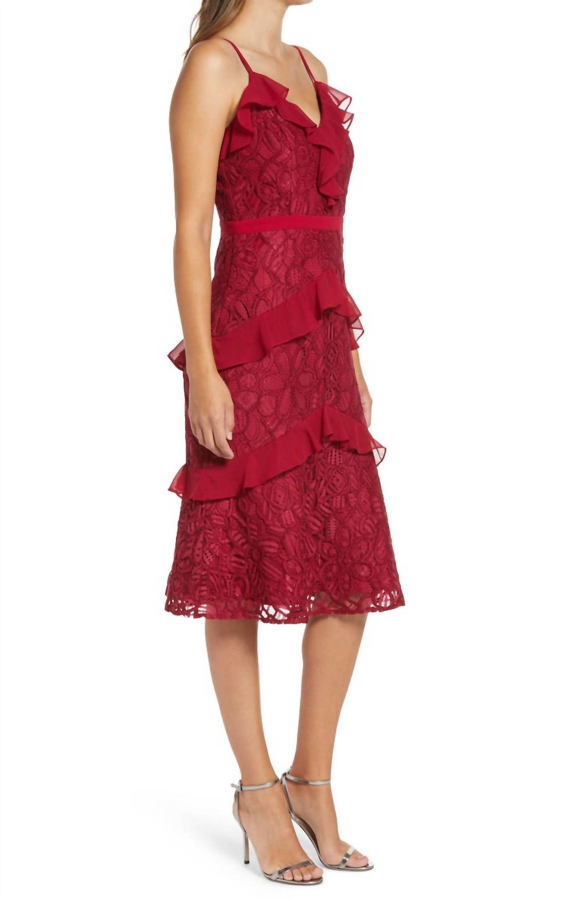 Style 1-869638626-2901 adelyn rae Size M Homecoming Lace Red Cocktail Dress on Queenly