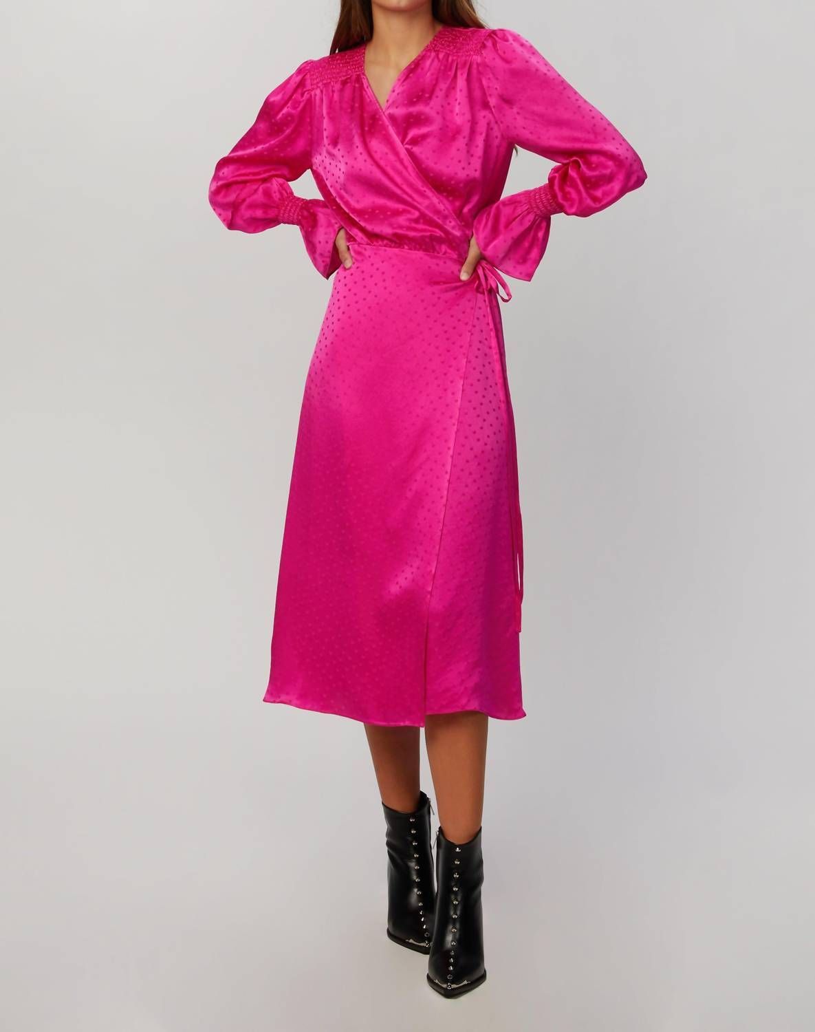 Style 1-2731861249-2696 Art dealer. Size L Homecoming Long Sleeve Satin Hot Pink Cocktail Dress on Queenly