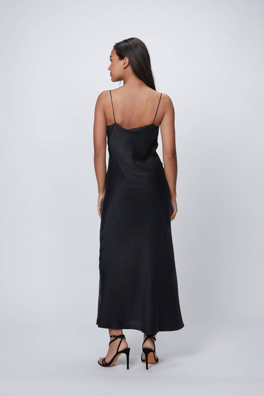 Style 1-3865016917-3855 ASCENO Size XS Homecoming Satin Black Floor Length Maxi on Queenly