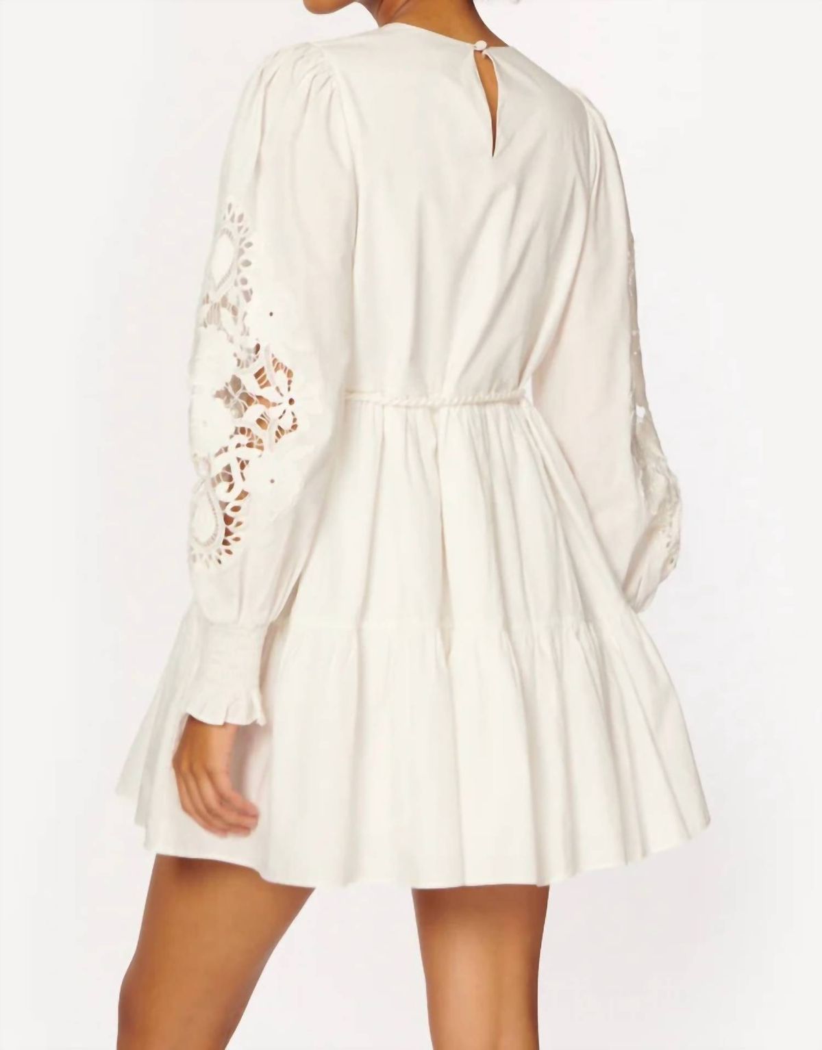 Style 1-2103922589-2696 Cami NYC Size L Long Sleeve Lace White Cocktail Dress on Queenly