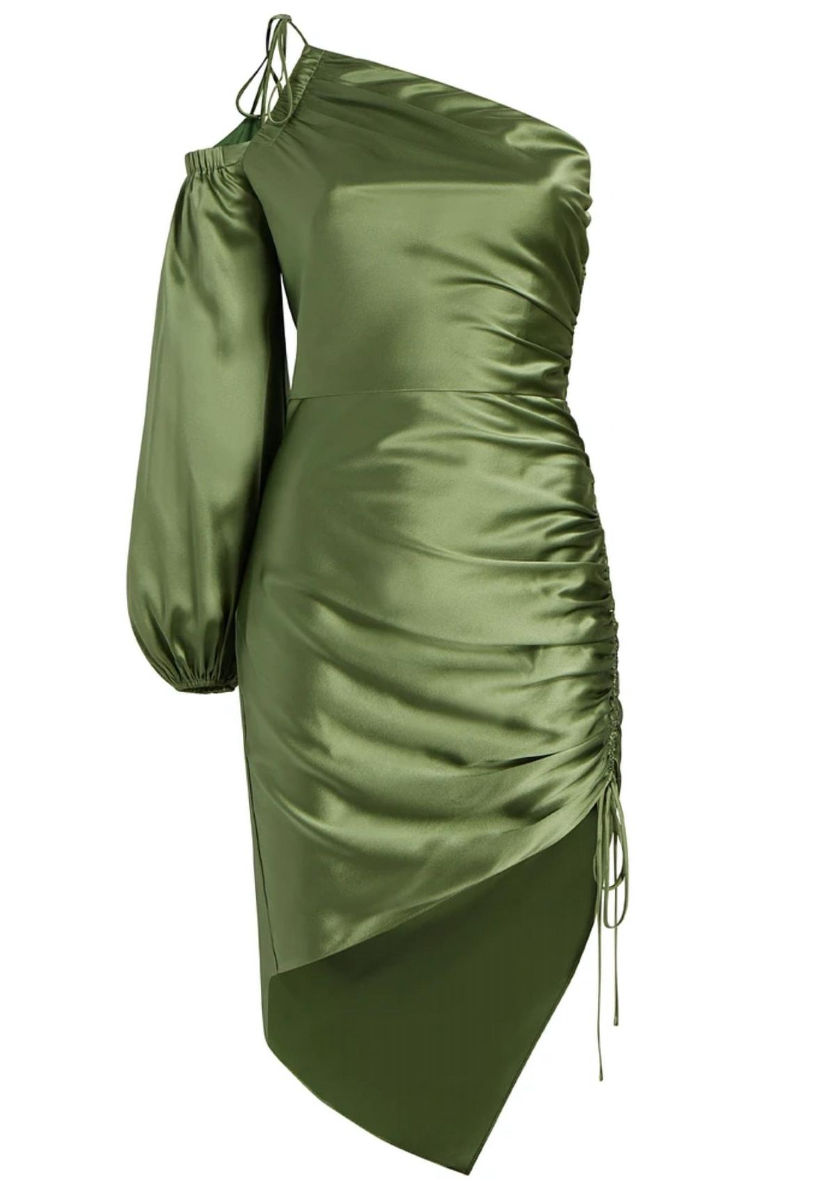 Style 1-1293166612-1498 cinq a sept Size 4 Homecoming Long Sleeve Satin Emerald Green Cocktail Dress on Queenly