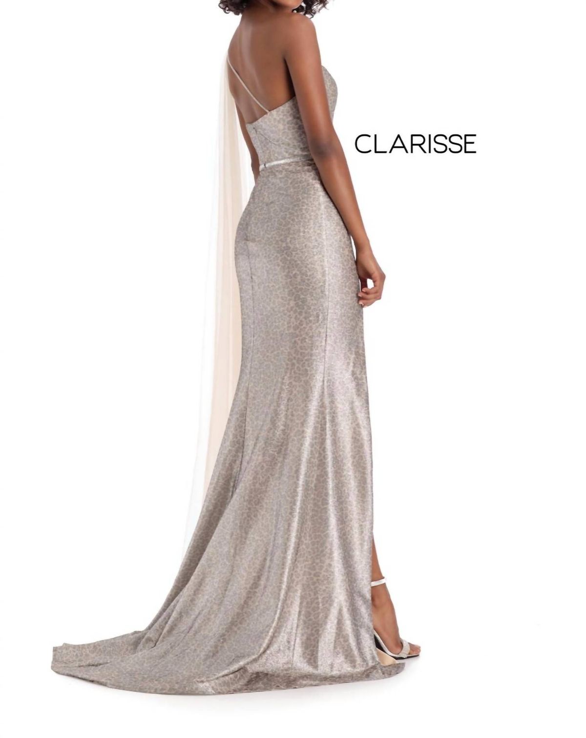 Style 1-4254559556-649 Clarisse Size 2 Prom One Shoulder Nude Side Slit Dress on Queenly