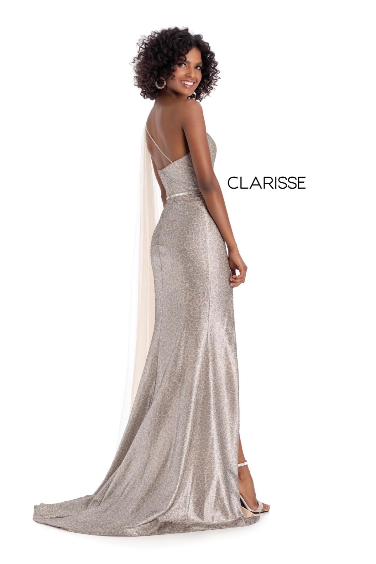 Style 1-4254559556-649 Clarisse Size 2 Prom One Shoulder Nude Side Slit Dress on Queenly