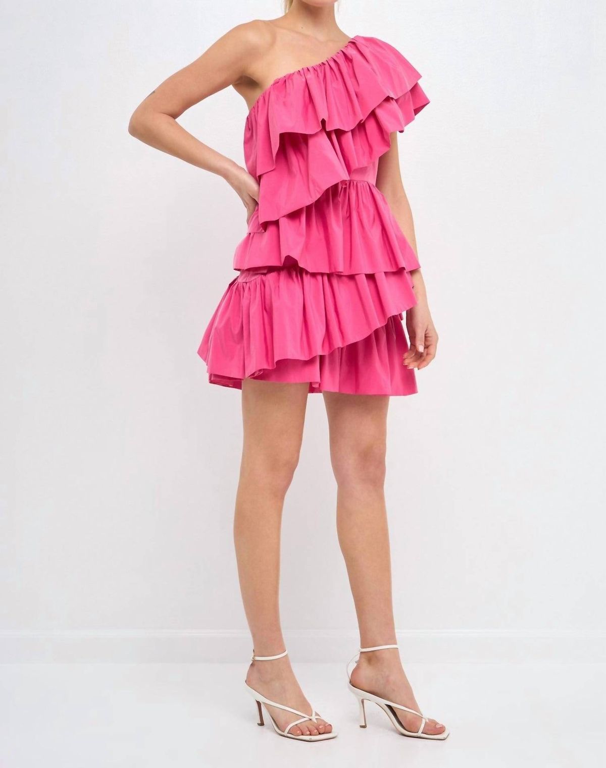 Style 1-1908204376-3011 endless rose Size M One Shoulder Pink Cocktail Dress on Queenly