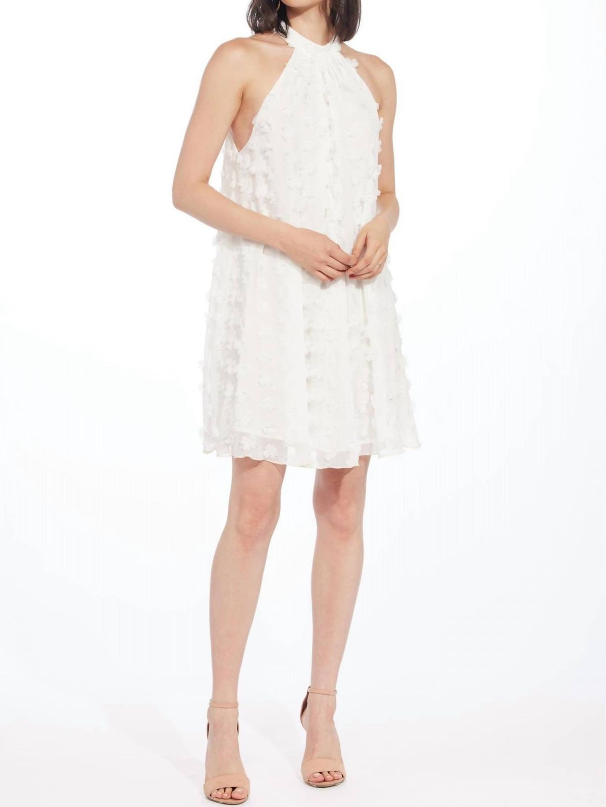 Style 1-2776996364-1498 EVA FRANCO Size 4 Halter White Cocktail Dress on Queenly