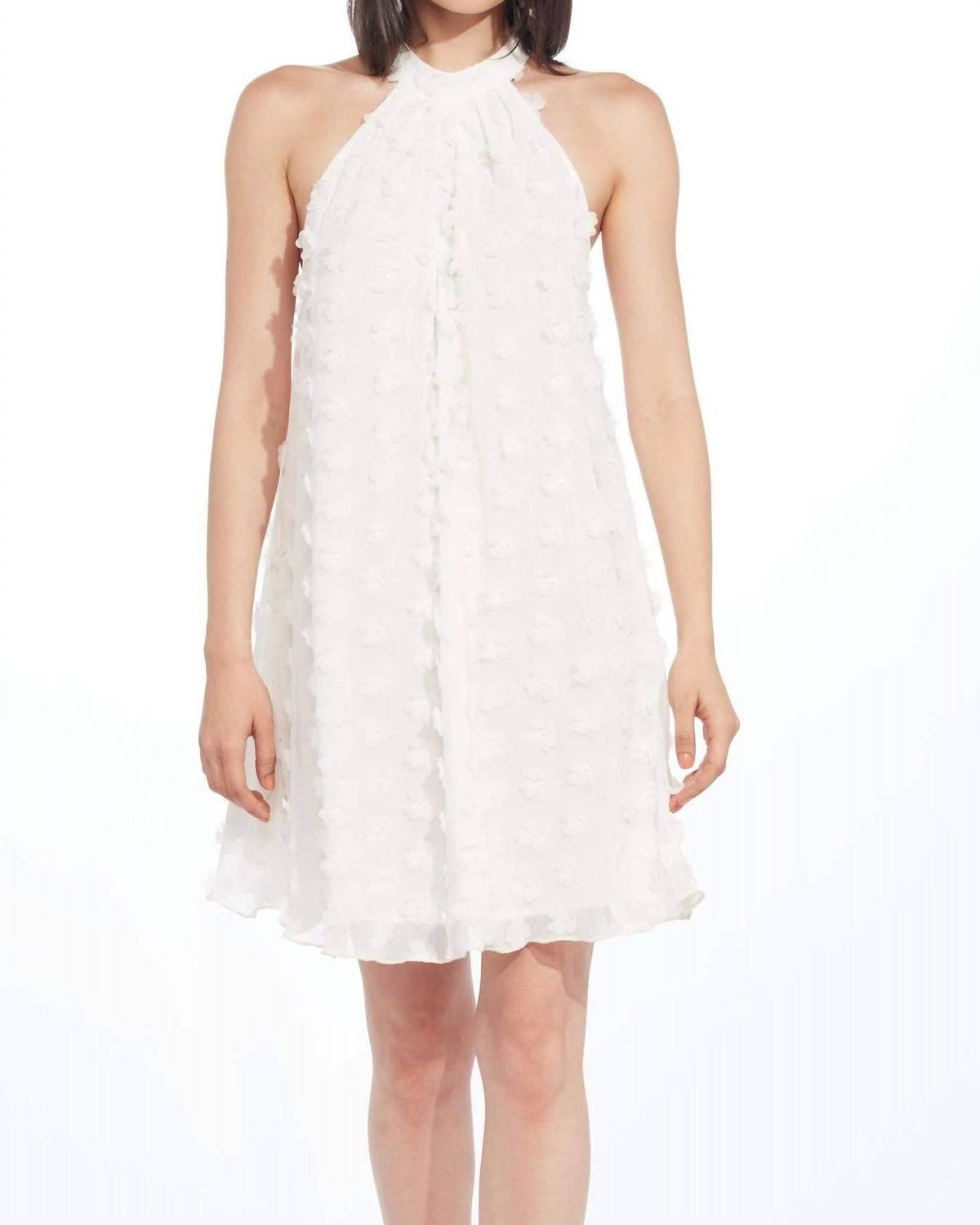 Style 1-2776996364-1498 EVA FRANCO Size 4 Halter White Cocktail Dress on Queenly