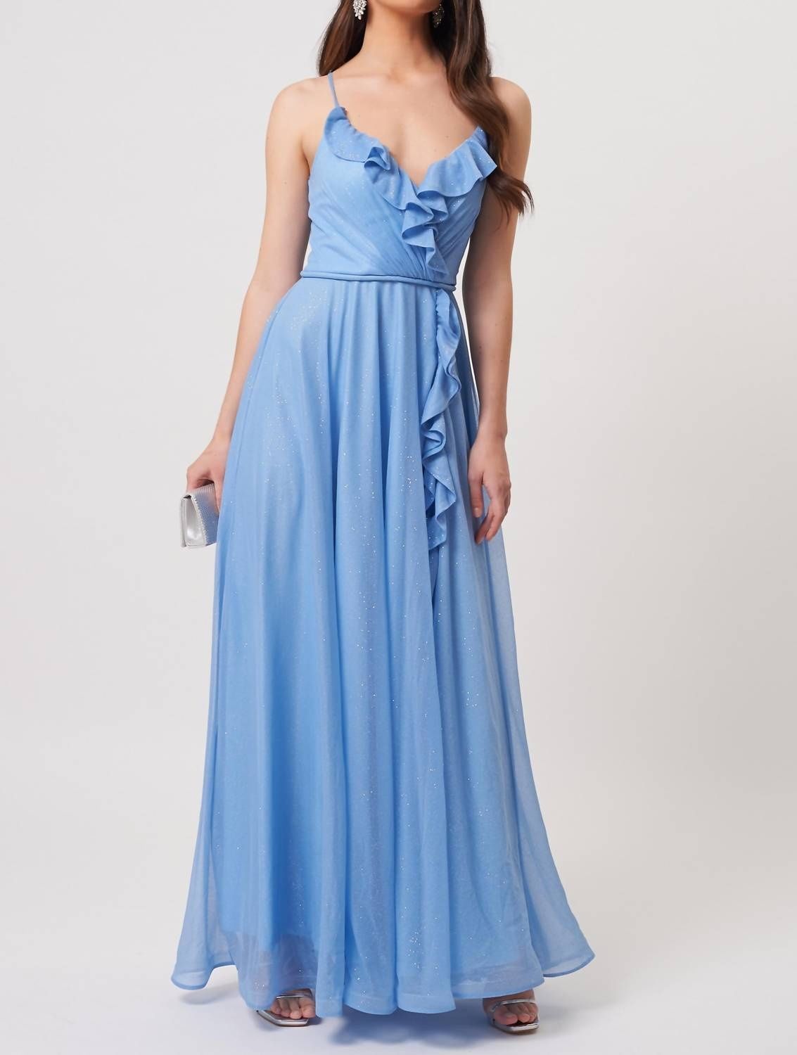 Style 1-3439953331-649 FOREVER UNIQUE Size 2 Bridesmaid Plunge Light Blue Cocktail Dress on Queenly