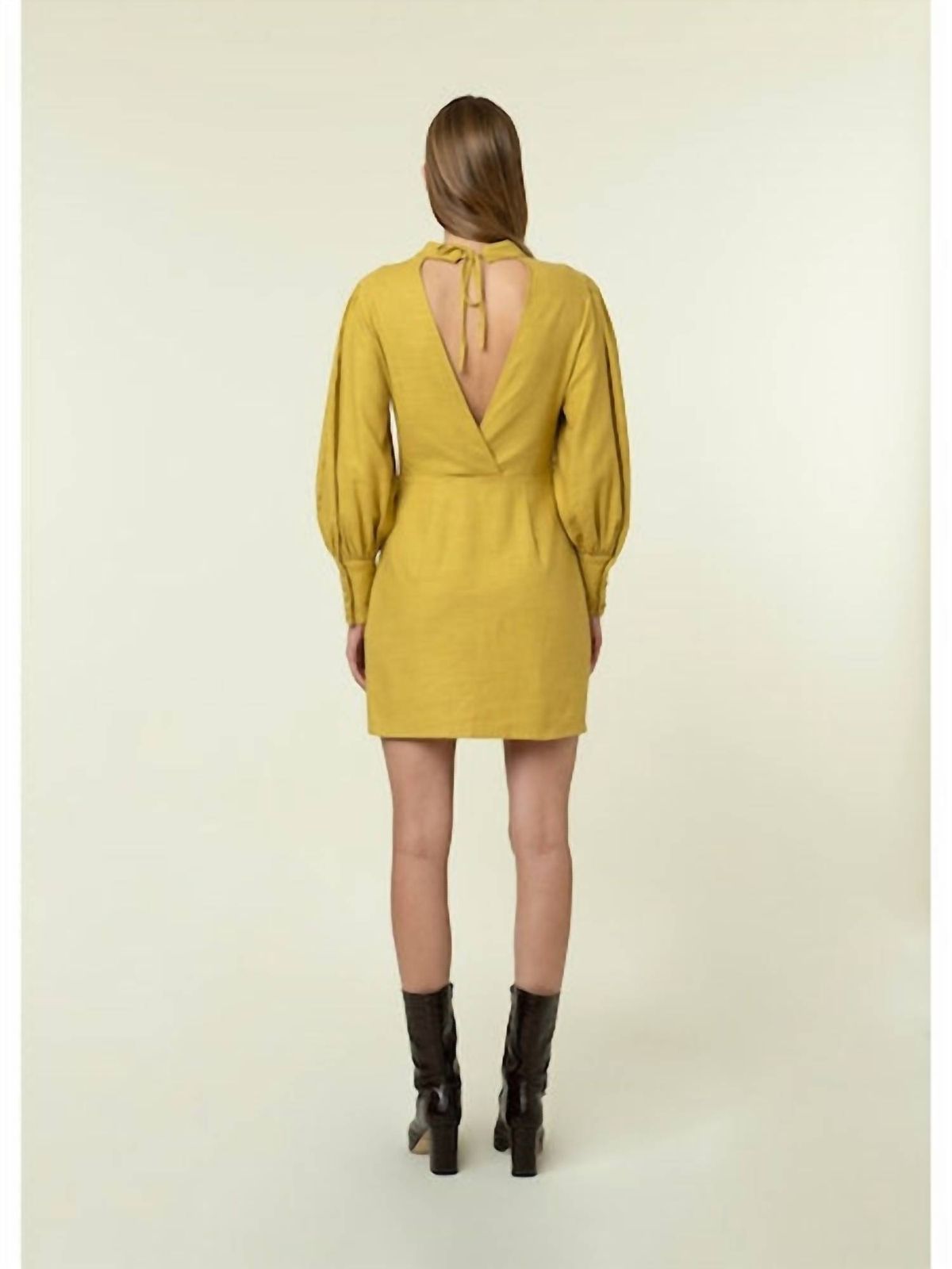Style 1-2588225170-2588 FRNCH Size XS Homecoming Long Sleeve Yellow Cocktail Dress on Queenly