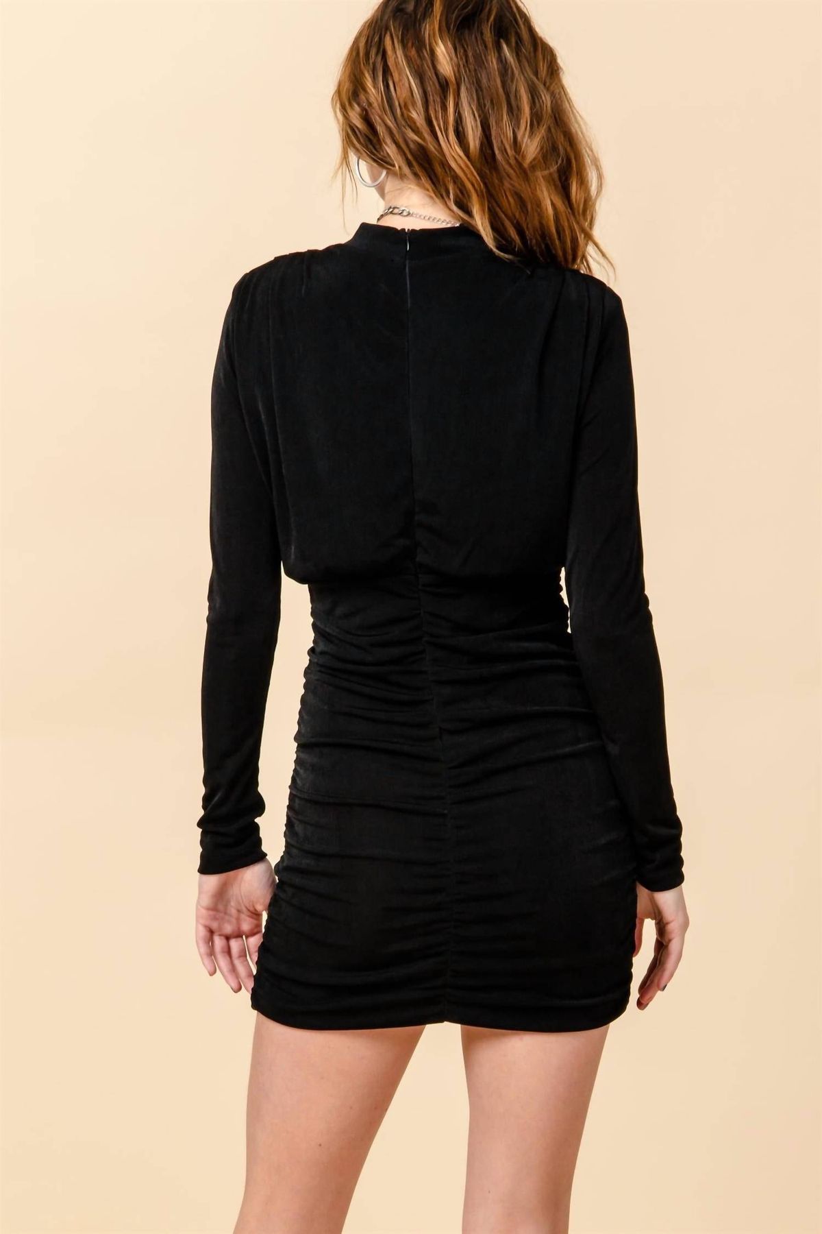 Style 1-901760980-3011 HYFVE Size M Long Sleeve Black Cocktail Dress on Queenly