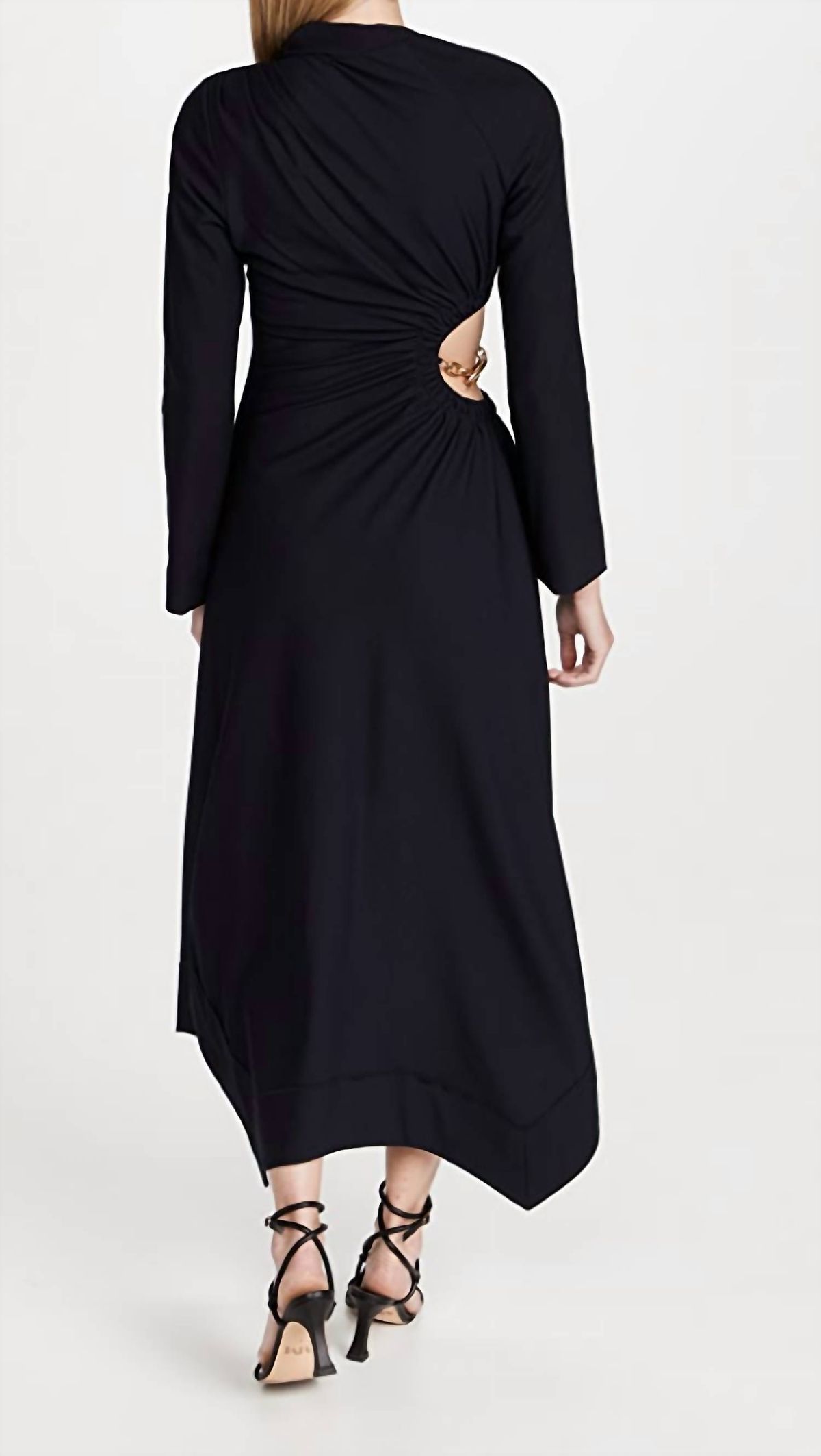 Style 1-1383426241-1498 JONATHAN SIMKHAI Size 4 Long Sleeve Black Floor Length Maxi on Queenly