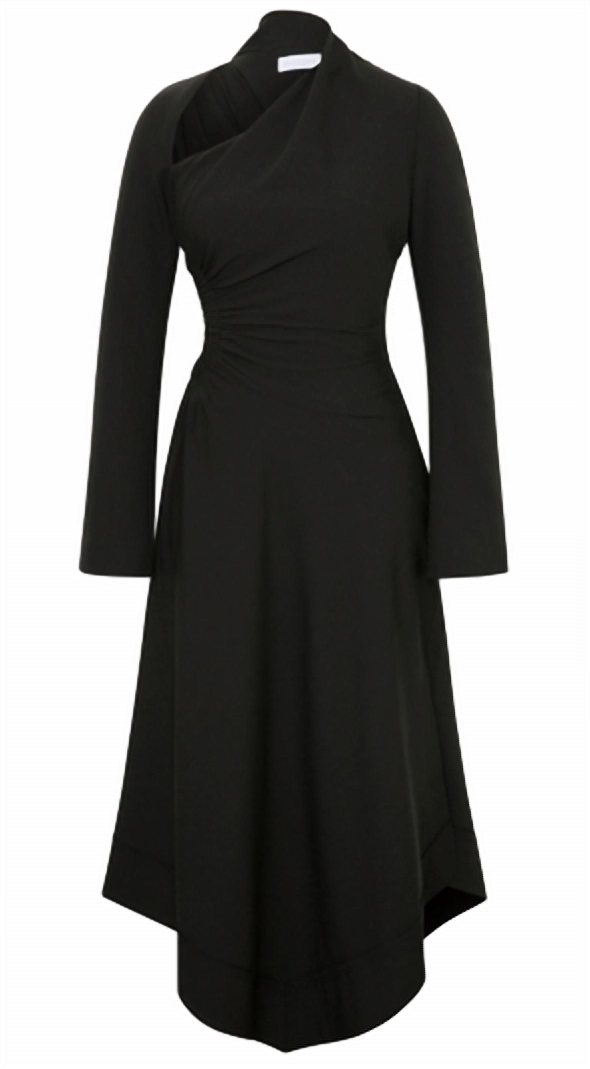 Style 1-1383426241-1498 JONATHAN SIMKHAI Size 4 Long Sleeve Black Floor Length Maxi on Queenly